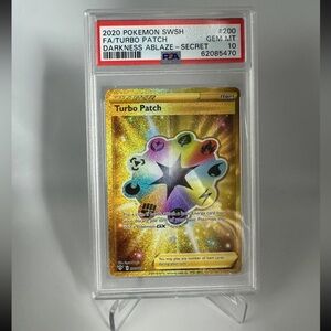 PSA 10 Gem mint Pokémon TCG Turbo Patch Darkness Ablaze 200/189 Holo Secret Rare